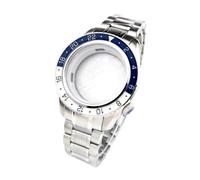 ROUREOX Caja Reloj Bisel Cerámica Luminoso 44mm Estilo GMT Cristal Zafiro Movimiento Automático NH34 Inserto Giratorio 24H para Grand Seiko-A3 Plata 44MM