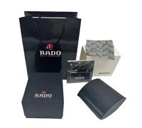ROUREOX Caja Reloj Cuadrada Negra Estuche Ranura Única Funda Viaje Bolsa Protectora Regalo Embalaje Completo para RADO Captain Cook