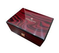 ROUREOX Caja Reloj Grano Madera Alto Brillo Patrón Remolino Negro Rojizo Ranura Única Estuche Cerradura para Vacheron Constantin
