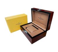 ROUREOX Caja Reloj Madera Alto Brillo Grano Marrón Rojizo Interior Tostado Estuche Almacenamiento Único para Vacheron Constantin