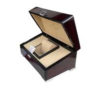 ROUREOX Caja Reloj Madera Clásica Alto Brillo Patrón Caoba Interior Beige Cojín Exhibidor Almacenamiento para PP Nautilus