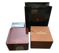 ROUREOX Caja Reloj Madera Pulida Alto Brillo Ranura Única Estuche Exhibidor Patrón Caoba Set Almacenamiento para VC Historiques