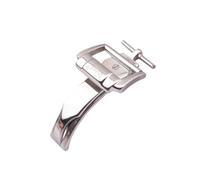 ROUREOX Cierre Desplegable 18mm Un Pliegue - Hebilla Estilo Pasador Acero, Broche Pulido - Recambio Correa Piel para PIAGET-Plateado