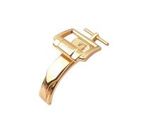 ROUREOX Cierre Desplegable 18mm Un Pliegue - Hebilla Estilo Pasador Acero, Broche Pulido - Recambio Correa Piel para PIAGET-Dorado