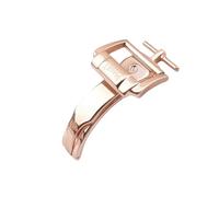 ROUREOX Cierre Desplegable 18mm Un Pliegue - Hebilla Estilo Pasador Acero, Broche Pulido - Recambio Correa Piel para PIAGET-Oro Rosa