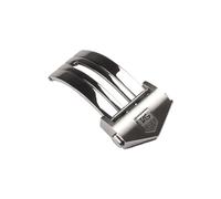 ROUREOX Cierre Desplegable Deportivo 18mm 20mm - Hebilla Acero Cepillado, Broche Seguridad Escudo - Recambio Correa Reloj para Tag Heuer Carrera-Plateado 18mm