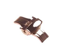 ROUREOX Cierre Desplegable Mariposa Hebilla Acero Inoxidable, Broche Doble Botón - Repuestos Correa Reloj-Oro Rosa 14mm