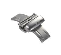 ROUREOX Cierre Desplegable Reloj Acero Inoxidable Cepillado Hebilla Mariposa Doble Pulsador Repuesto Correa Cuero para Tissot-Plateado 20mm