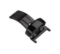 ROUREOX Cierre Desplegable Simple Hebilla Reloj Acero Inoxidable, Broche Un Pliegue - Repuestos Correa Piel-Negro 16mm