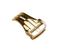 ROUREOX Cierre Desplegable Un Pliegue 16mm 18mm - Hebilla Acero Inoxidable, Broche Pulido Seguridad - Recambios Correa Reloj para Omega De Ville-Dorado 18mm