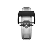 ROUREOX Cierre Mariposa 18mm Acero - Hebilla Desplegable Barra en T, Broche Doble Pulsador - Accesorios Correa Caucho para Richard Mille-Negro