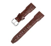 ROUREOX Correa de Cuero Ajustada Grabado Caimán, Banda de Repuesto con Hebilla Acero Inoxidable para IWC Le Petit Prince Edition-Marrón+Marrón 22mm