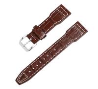 ROUREOX Correa de Cuero Ajustada Grabado Caimán, Banda de Repuesto con Hebilla Acero Inoxidable para IWC Le Petit Prince Edition-Marrón+Blanco 22mm