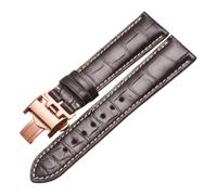 ROUREOX Correa De Cuero Reloj Flexible Auténtica Cierro Mariposa Repuesto Correa De Cuero Reloj Accesorios De Reparación para LONGINES Master Collection-Marrón + Rose Oro 20mm