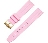 ROUREOX Correa de Goma 20mm Accesorio de Muñeca de Repuesto para Hombres para Rolex Dayjust Sub Yacht-Master-Hebilla Rosa + Oro