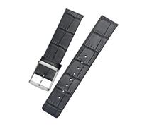 ROUREOX Correa de Reloj 16mm Cuero Genuino Grano Aligátor, Bandas de Repuesto con Hebillas Ardillón para CK K2G211 K2Y236-Negro Plata 16mm
