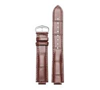 ROUREOX Correa de Reloj Cuero Genuino Grano Aligátor Grabado, Banda de Repuesto con Hebilla para Ballon Bleu de Cartier-Marrón+Plata 16 * 8mm