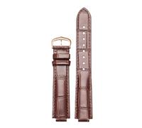 ROUREOX Correa de Reloj Cuero Genuino Grano Aligátor Grabado, Banda de Repuesto con Hebilla para Ballon Bleu de Cartier-Marrón + Oro Rosa 14 * 8mm