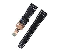 ROUREOX Correa de Reloj de Cuero Auténtico Suave Cierre de Metal Inoxidable Liberación Rápida Y Banda de Reemplazo para IWC Big Pilot Portugieser Automatic 7 Days-Negro + Oro Rosa + A