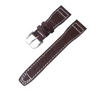 ROUREOX Correa de Reloj de Cuero Auténtico Suave Cierre de Metal Inoxidable Liberación Rápida Y Banda de Reemplazo para IWC Big Pilot Portugieser Automatic 7 Days-Marrón + Plata + B