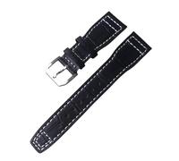 ROUREOX Correa de Reloj de Cuero Auténtico Suave Cierre de Metal Inoxidable Liberación Rápida Y Banda de Reemplazo para IWC Big Pilot Portugieser Automatic 7 Days-Negro + Plata + B