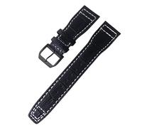 ROUREOX Correa de Reloj de Cuero Auténtico Suave Cierre de Metal Inoxidable Liberación Rápida Y Banda de Reemplazo para IWC Big Pilot Portugieser Automatic 7 Days-Negro + B