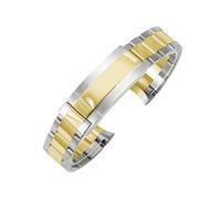 ROUREOX Correa de Reloj de Metal 316L Clásica Acero Inoxidable Fijación Plegable Ajustable Repuesto Pulsera del Reloj para Rolex Cosmograph Daytona-Plata Brillante + Oro 21mm