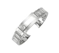 ROUREOX Correa de Reloj de Metal 316L Clásica Acero Inoxidable Fijación Plegable Ajustable Repuesto Pulsera del Reloj para Rolex Cosmograph Daytona-Plata Brillante 20mm