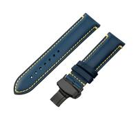 ROUREOX Correa de Reloj de Repuesto Hebilla de Acero Inoxidable Banda de Reloj de Cuero para Citizen Eco-Drive Skyhawk Blue Angels Gen 2 Gen 3-Azul + Negro B 23mm
