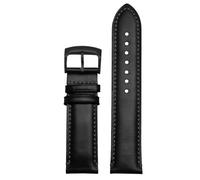 ROUREOX Correa de Reloj de Repuesto Hebilla de Acero Inoxidable Banda de Reloj de Cuero para Citizen Eco-Drive Skyhawk Blue Angels Gen 2 Gen 3-Negro + Negro A 22mm