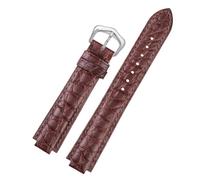 ROUREOX Correa de Reloj en Cuero con Patrón Grabado, Banda de Repuesto con Hebilla Ardillón Disponible Negro y Azul para Ballon Bleu de Cartier W69012Z4-Marrón+Plata 20 * 12mm