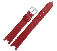 ROUREOX Correa de Reloj Mujer Cuero Genuino Conector Muesca Especial Banda de Repuesto Fina para Swarovski Evil Eye-Rojo + Plata 14x4mm