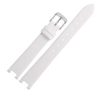 ROUREOX Correa de Reloj Mujer Cuero Genuino Conector Muesca Especial Banda de Repuesto Fina para Swarovski Evil Eye-Blanco + Plata 14x4mm