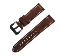 ROUREOX Correa de Reloj Piel de Ante Vintage Banda de Recambio Liberación Rápida Hebilla Negra Alta Resistencia para Panerai Luminor Series-Marrón Oscuro 20mm