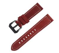 ROUREOX Correa de Reloj Piel de Ante Vintage Banda de Recambio Liberación Rápida Hebilla Negra Alta Resistencia para Panerai Luminor Series-Burdeos 22mm