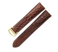 ROUREOX Correa de Reloj Pulsera de Reloj Cuero Auténtico Acero Inoxidable Fijación en Mariposa de Repuesto 20mm para Cartier Ballon Bleu Collection-Marrón + Oro