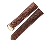 ROUREOX Correa de Reloj Pulsera de Reloj Cuero Auténtico Acero Inoxidable Fijación en Mariposa de Repuesto 20mm para Cartier Ballon Bleu Collection-Marrón + Oro Rosa