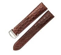 ROUREOX Correa de Reloj Pulsera de Reloj Cuero Auténtico Acero Inoxidable Fijación en Mariposa de Repuesto 16mm para Cartier Ballon Bleu Collection-Marrón + Plata