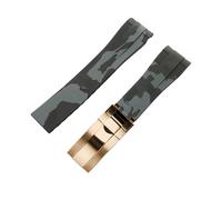 ROUREOX Correa de Repuesto de Silicona 20mm Antisudor con Hebilla Metálica para Rolex Dayjust Sub Yacht-Master-Hebilla De Oro Gris + Rosa