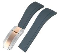 ROUREOX Correa de Silicona Suave para Hombre con Botón de Acero Inoxidable, Liberación Rápida para Rolex Daytona Explorer-Gris + Oro Rosa de Dos Tonos 20mm