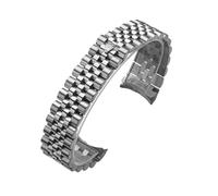 ROUREOX Correa Reloj Acero Inoxidable Cierre Oculto, 19mm-21mm Banda Metal, Pulsera Reemplazo Invisible para Rolex Datejust-Plateado 20mm