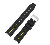 ROUREOX Correa Reloj Deportiva Hombre 20Mm, Banda Goma Impermeable Silicona Resistente para Gimnasio Buceo para Omega Seamaster/Speedmaster-Negro Amarillo 20MM