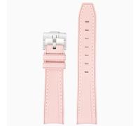 ROUREOX Correa Reloj Goma Hombre 20Mm Extremo Curvo, Banda De Repuesto Silicona Ecológica para Omega x Swatch MoonSwatch/Rolex Submariner-Rosa + Blanco 20MM