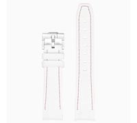 ROUREOX Correa Reloj Goma Hombre 20Mm Extremo Curvo, Banda De Repuesto Silicona Ecológica para Omega x Swatch MoonSwatch/Rolex Submariner-Blanco + Rosa 20MM