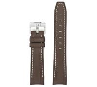 ROUREOX Correa Reloj Goma Hombre 20Mm Extremo Curvo, Banda De Repuesto Silicona Ecológica para Omega x Swatch MoonSwatch/Rolex Submariner-Marrón + Blanco 20MM