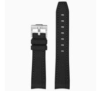 ROUREOX Correa Reloj Goma Hombre 20Mm Extremo Curvo, Banda De Repuesto Silicona Ecológica para Omega x Swatch MoonSwatch/Rolex Submariner-Negro + Negro 20MM