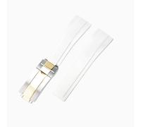 ROUREOX Correa Reloj Goma para Hombre 20Mm Extremo Curvo, Banda De Repuesto Impermeable Cierre Desplegable para Rolex Submariner/Daytona/Yacht-Master/Oyster Perpetual-Oro Blanco Plata 20MM