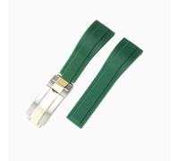ROUREOX Correa Reloj Goma para Hombre 20Mm Extremo Curvo, Banda De Repuesto Impermeable Cierre Desplegable para Rolex Submariner/Daytona/Yacht-Master/Oyster Perpetual-Verde Plata Oro 20MM