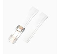 ROUREOX Correa Reloj Goma para Hombre 20Mm Extremo Curvo, Banda De Repuesto Impermeable Cierre Desplegable para Rolex Submariner/Daytona/Yacht-Master/Oyster Perpetual-Plata Blanca Oro Rosa 20MM