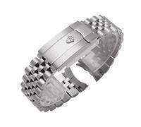ROUREOX Correa Reloj Jubilee Acero Inoxidable Macizo Extremos Curvos Robusta 20mm 21mm - Plata A 20MM